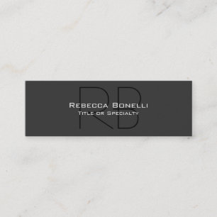 Skinny Grey Black Script Monogram Business Card