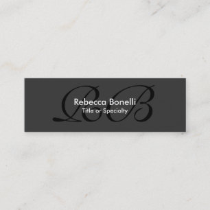 Skinny Grey Black White Monogram Business Card