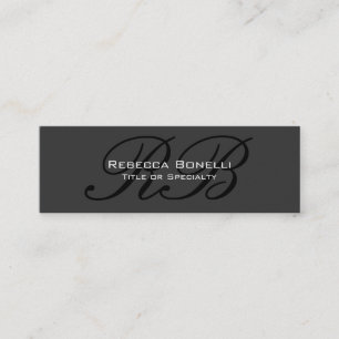 Skinny Grey Black White Monogram Business Card