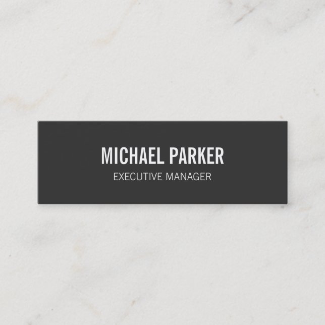 Skinny Grey Bold Text Stylish Professional Modern Mini Business Card (Front)