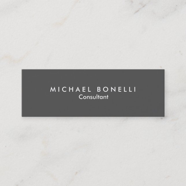 Skinny Grey Minimalist Plain Business Card (Front)