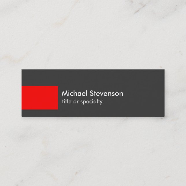 Skinny Grey Red Stripe Trendy Chic Business Card (Front)