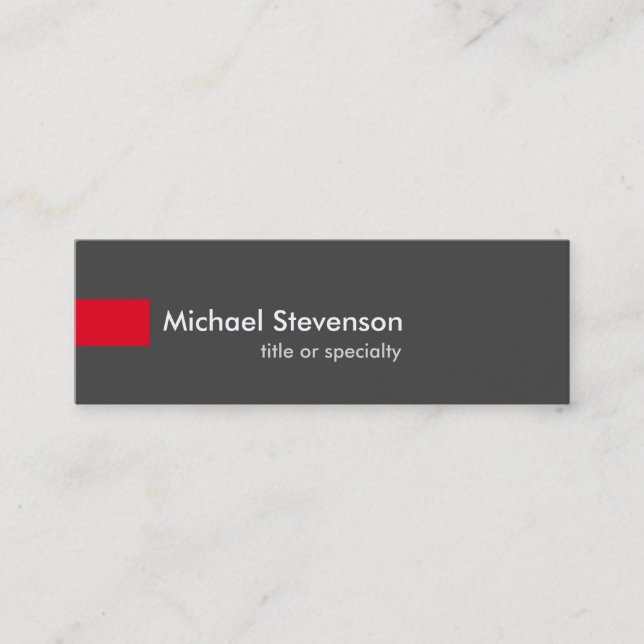 Skinny Grey Red Unique Consultant Business Card (Front)