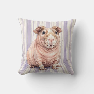 Skinny Guinea Pig Watercolor Pillow Cover