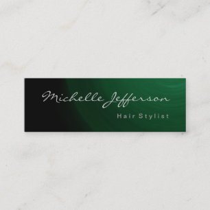 Skinny Hair Stylist Script Green Business Card