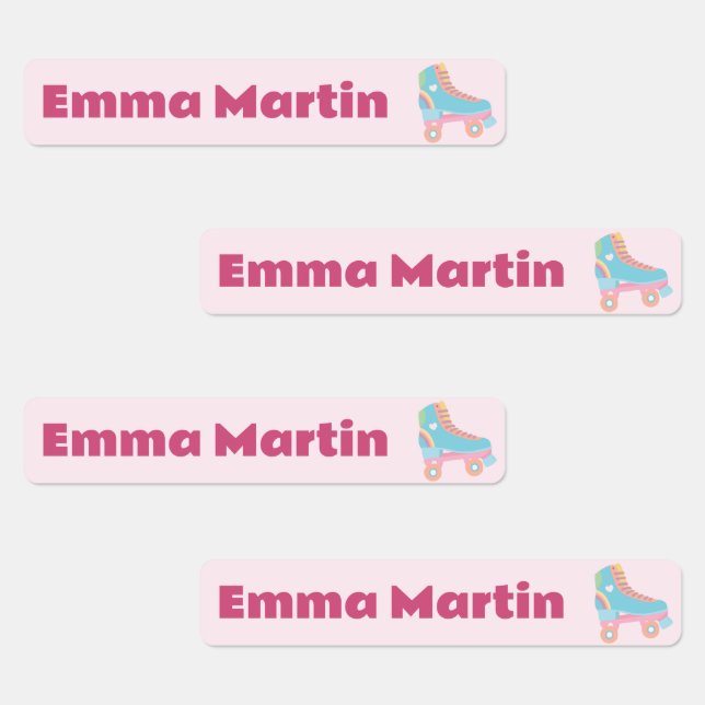 Skinny labels for pens - Roller Disco Pastel Pink (Group)