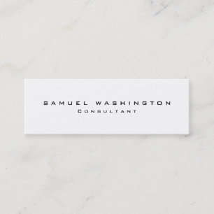 Skinny Minimalist Plain Simple Black & White Mini Business Card