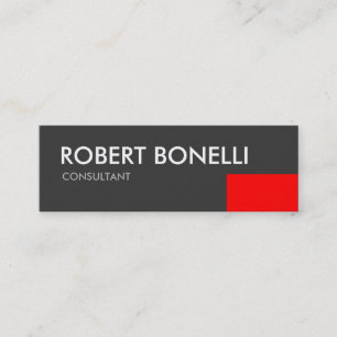 Skinny Modern White Bold Text Grey Business Card