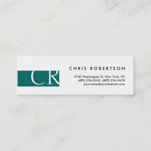 Skinny Monogram Black White Blue Business Card