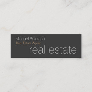 Skinny Plain Grey Real Estate Agent Business Card