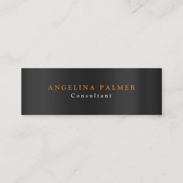 Skinny Plain Modern Grey Background Original Mini Business Card (Front)