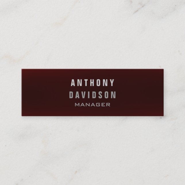 Skinny Professional Dark Red Manager Business Card (Front)