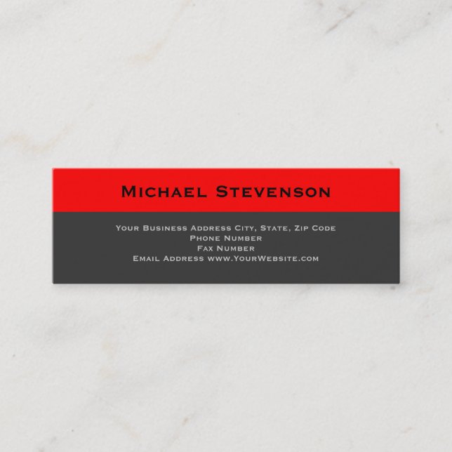 Skinny Red Grey Consultant Business Card (Front)