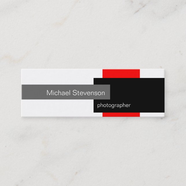 Skinny Red Grey White Black Business Card (Front)