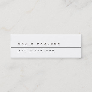 Skinny Simple Stylish Plain White Business Card