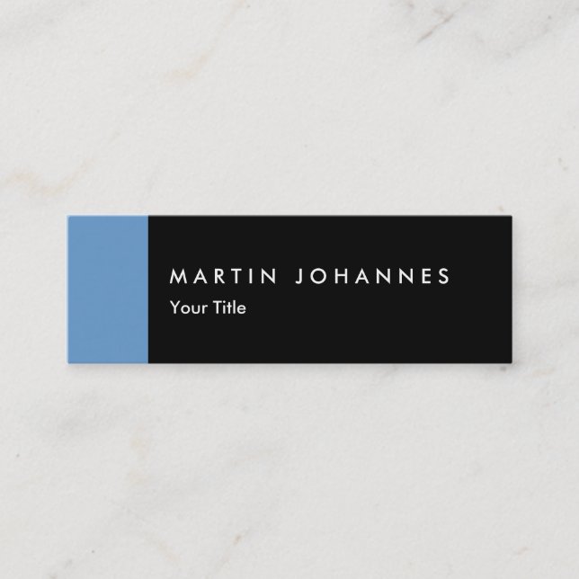 Skinny slim black blue professional business card (Front)