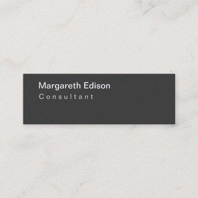 Skinny Slim Professional Plain Grey Business Card (Front)