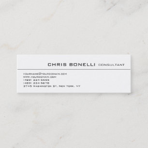 Skinny Slim White Trendy Modern Business Card