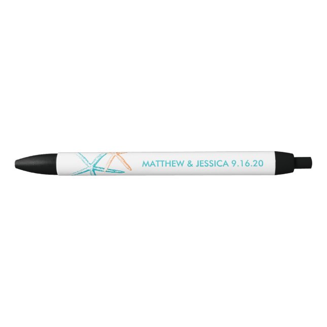 Skinny Starfish | Caribbean Blue and Orange Black Ink Pen (Front)