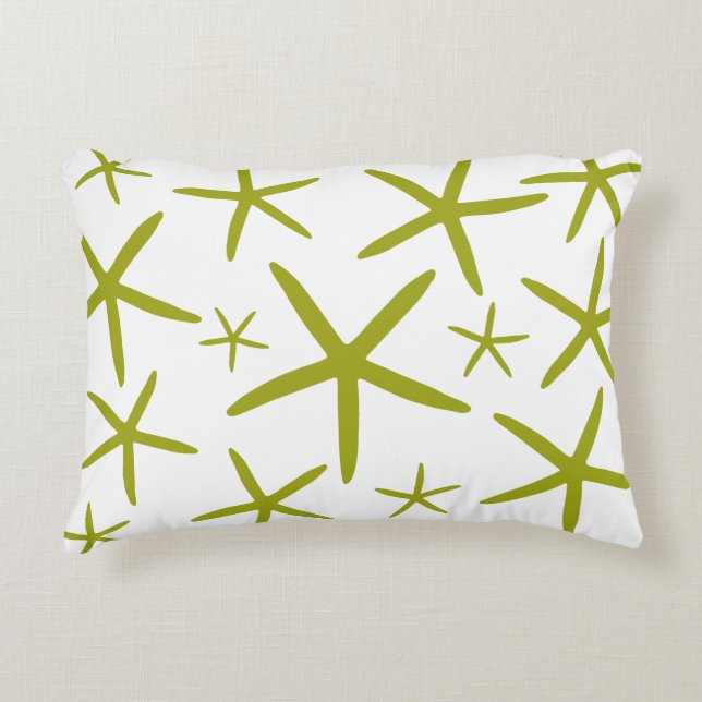 Skinny Starfish | Chartreuse Green Decorative Cushion (Front)