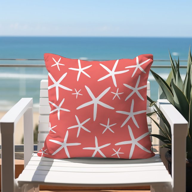 Skinny Starfish | Coral and White Cushion (Creator Uploaded)