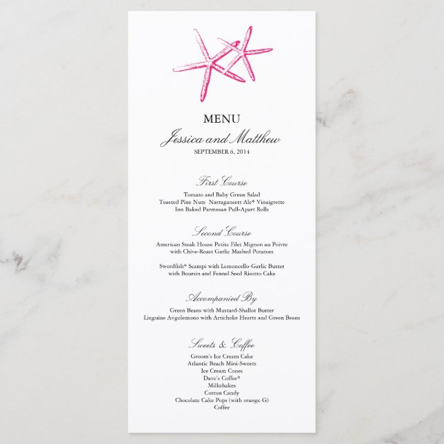 Skinny Starfish | Menu (Front)