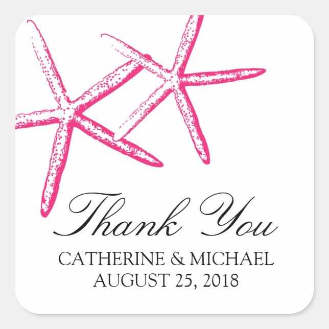 Skinny Starfish Wedding Square Sticker (Front)