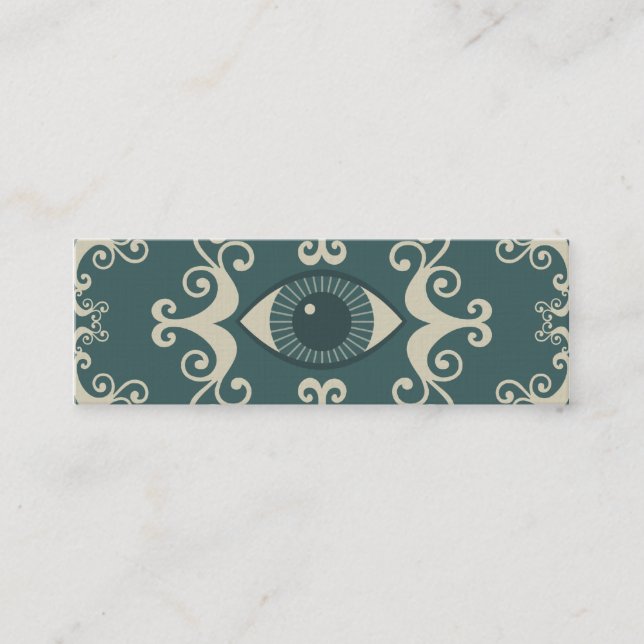 Skinny Teal Damask Eyeball Psychic Reader Cards (Front)