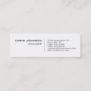 Skinny Trendy White Red Manager Business Card