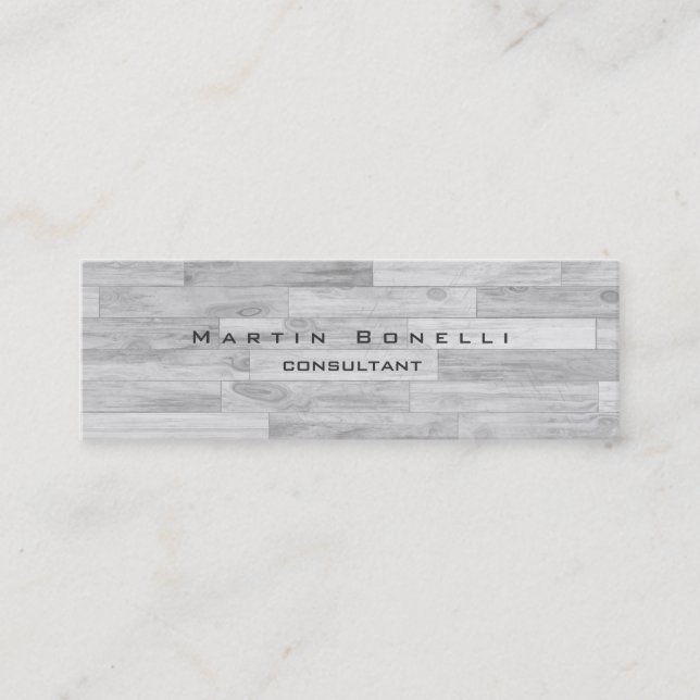 Skinny Unique Modern Parquet Minimalist Plain Mini Business Card (Front)