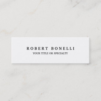 Skinny Unique Plain White Clean Legible Mini Business Card