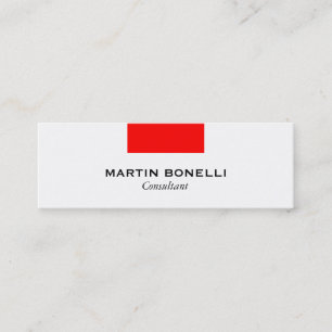 Skinny White Red Stripe Standard Business Card
