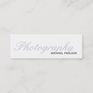 Skinny White Script Photography Business Card