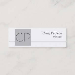 Skinny White Silver Grey Monogram Business Card