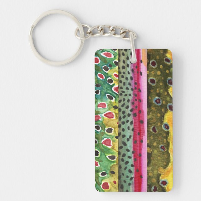 Skins of Three Beautiful Trout Key Ring (Front)