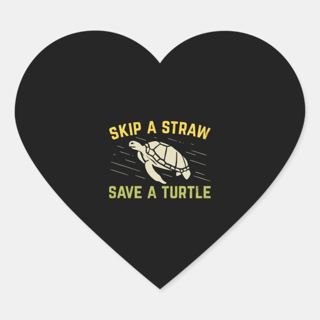 Skip A Straw Save A Turtle Scuba Diver Diving Gift Heart Sticker (Front)