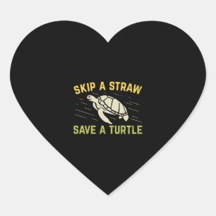 Skip A Straw Save A Turtle Scuba Diver Diving Gift Heart Sticker
