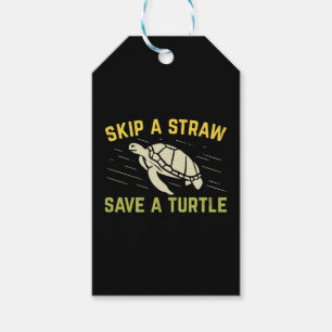 Skip A Straw Save A Turtle Scuba Diver Diving Gift Tags
