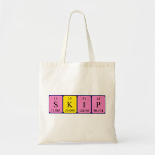 Skip periodic table name tote bag