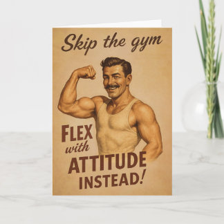 Skip the Gym Vintage Poster | Retro Fitness Humour Card