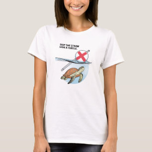 Skip The Straw Save Turtle Graphic T-Shirt