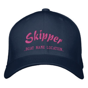 SKIPPER Customisable Boat Name Your Name Embroidered Hat
