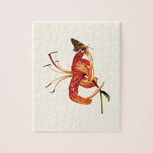 Skipper on Orange Tiger Lily Jigsaw Puzzle (Vertical)