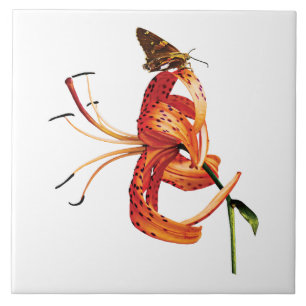 Skipper on Orange Tiger Lily Tile