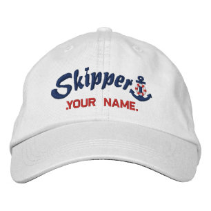 Skipper Personalised Your Name Lifesaver Anchor Embroidered Hat