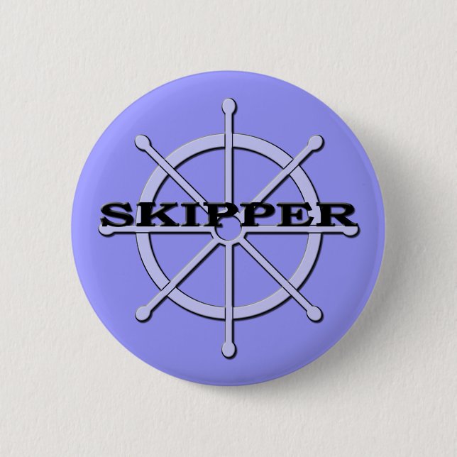 Skipper Ship Wheel Pin Back Button 2 (Front)