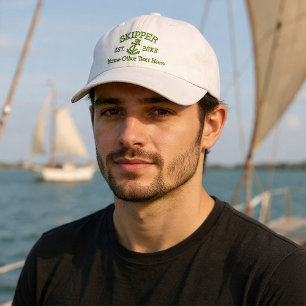Skipper With Anchor Personalized Embroidered Hat