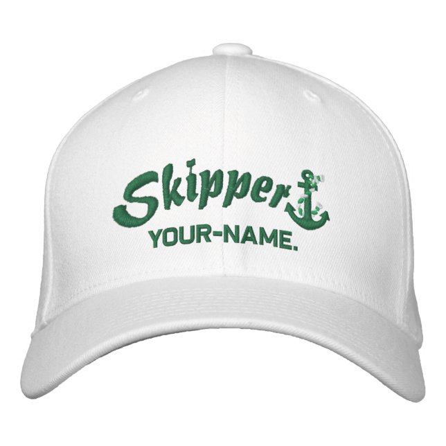 Skipper Your Name Rope Anchor Embroidered Hat (Front)