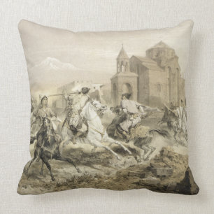 Skirmish of Persians and Kurds in Armenia, plate 1 Cushion