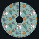Skirt Christmas tree with snowman Brushed Polyester Tree Skirt<br><div class="desc">Whistle to cover the base of the Christmas tree. Design with placebo, snowflakes and dolls, biscuits and tea, deer in the forest. Look at my store at the rest of the designs for this product and the other products I offer you. Skirt to cover the base of the Christmas tree....</div>